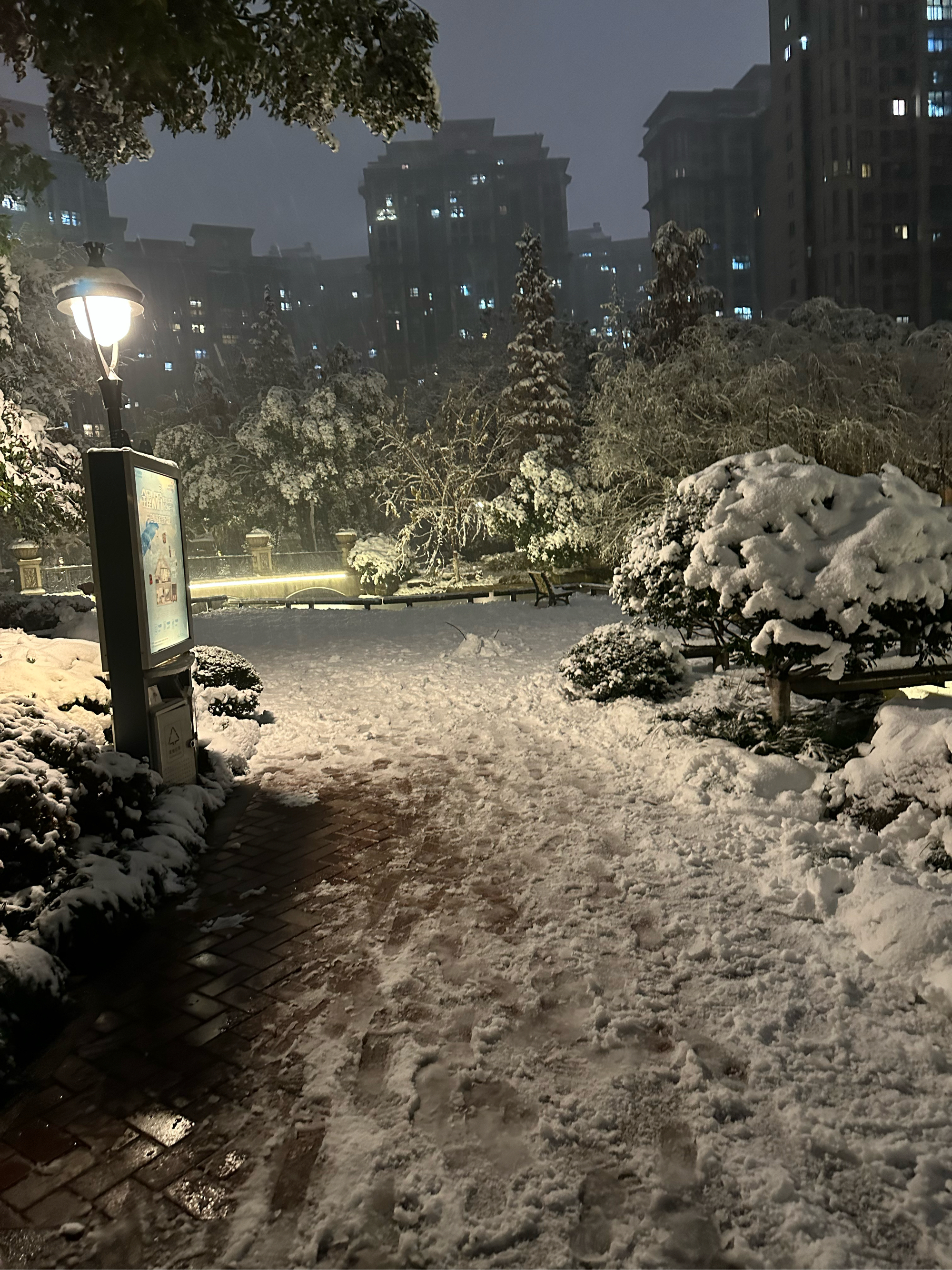 城市小区雪景图片