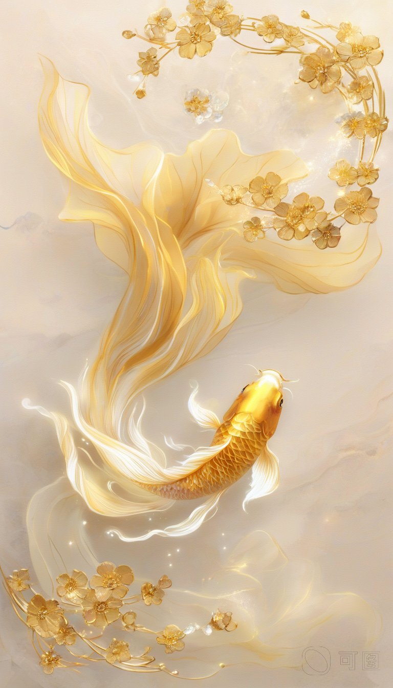 哇塞,这条锦鲤金光闪闪,好运要来哦! 今日份金锦鲤图手机壁纸!