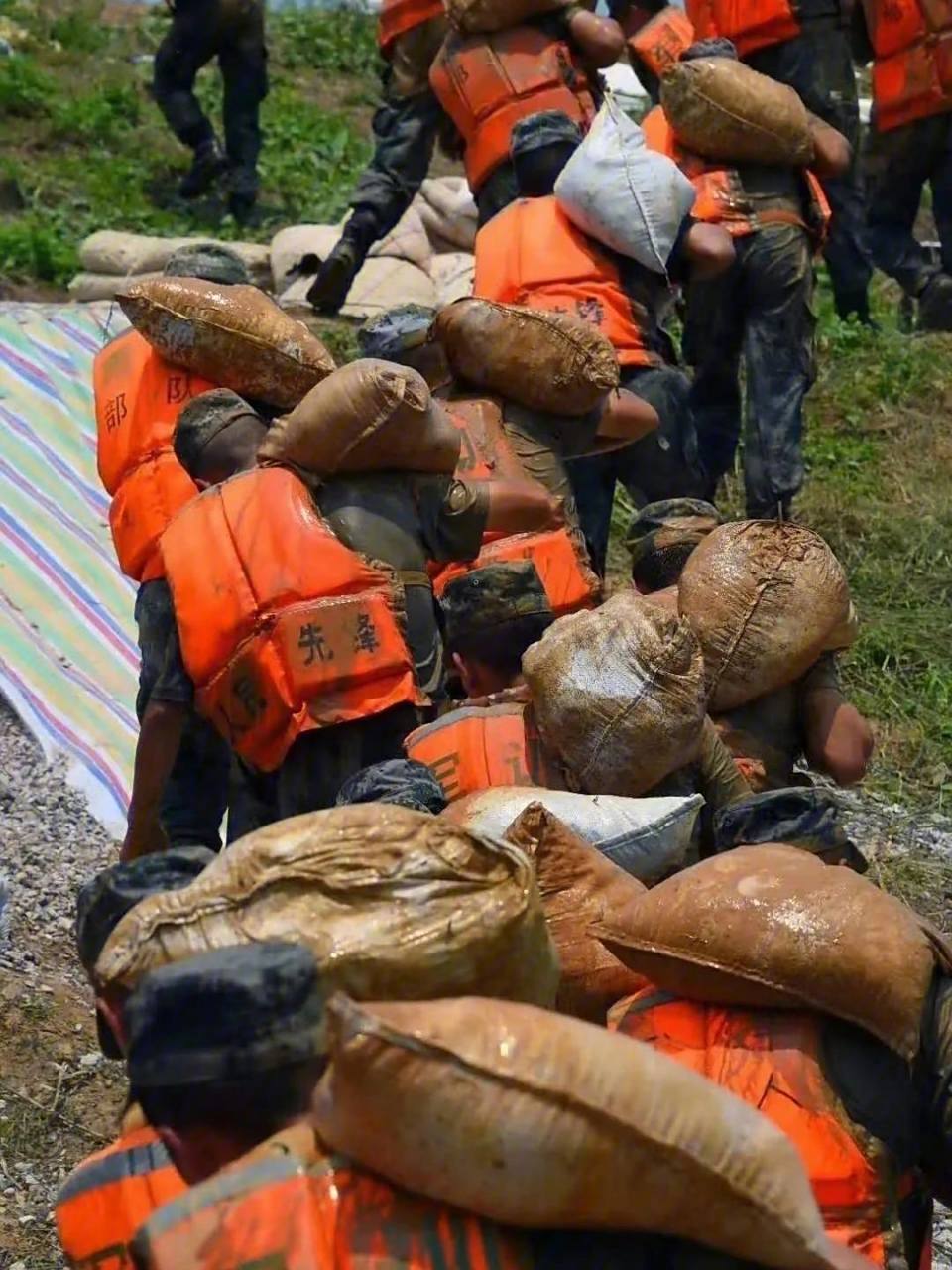 今天看到子弟兵们抗洪救灾的场景,真的非常感动