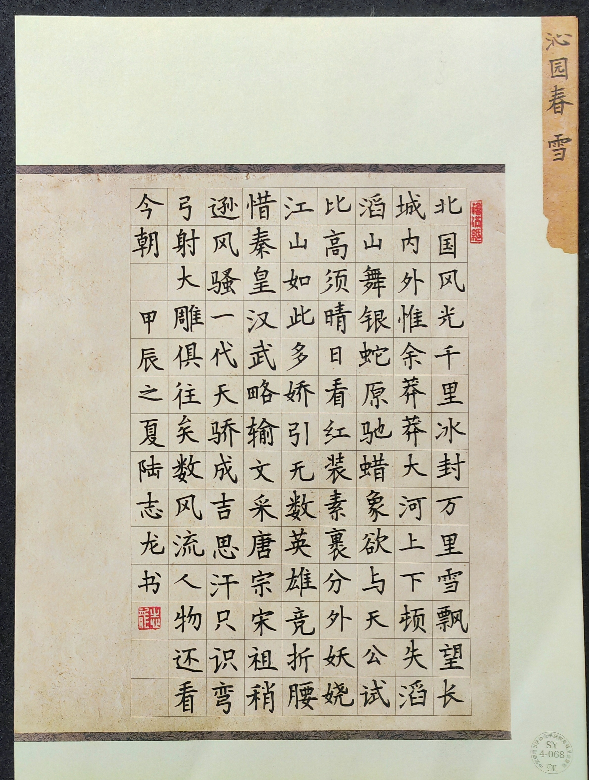 陆志龙硬笔《沁园春 雪》
