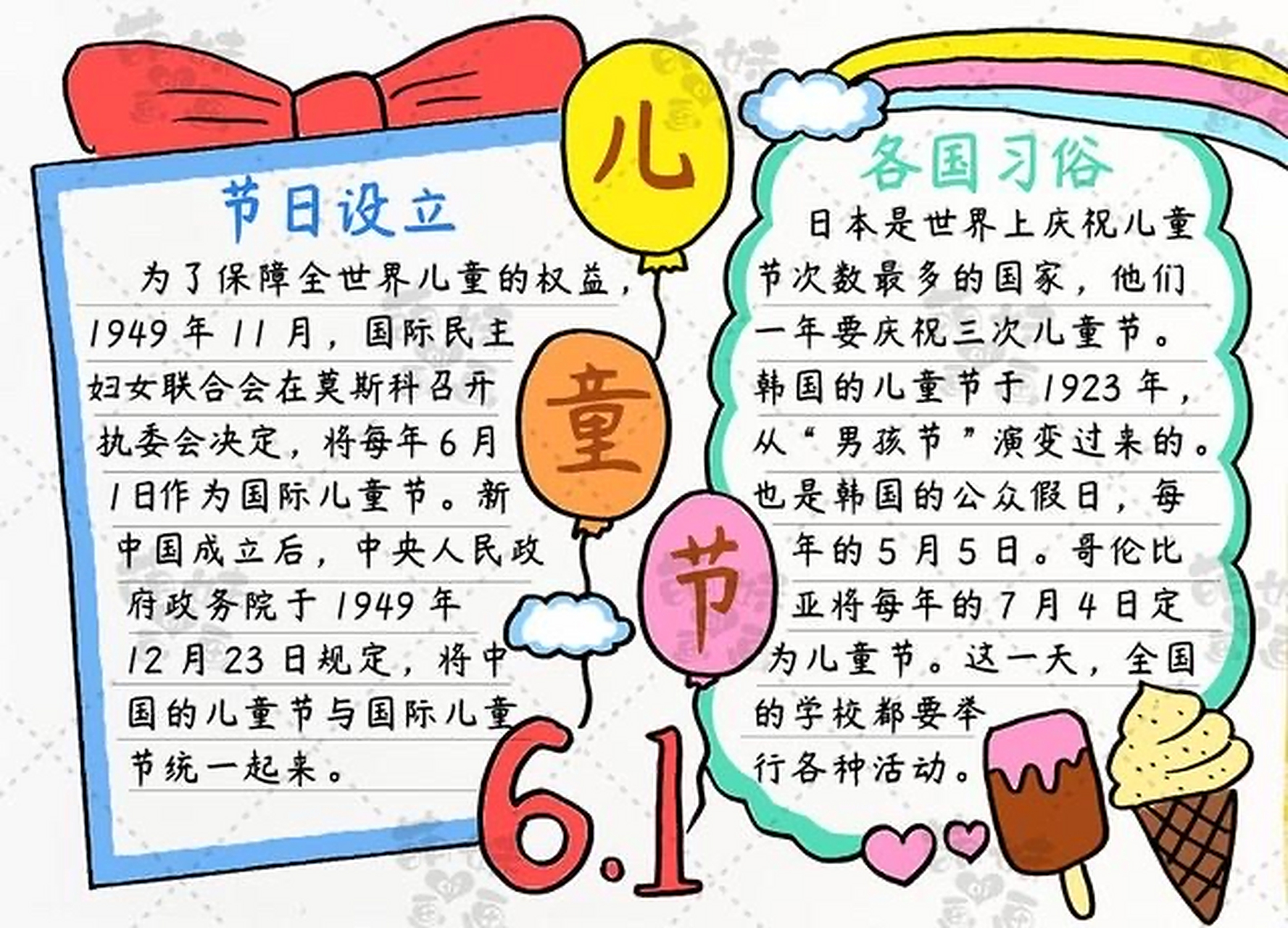 儿童节手抄报内容资料,六一儿童节手抄报内容简短文字