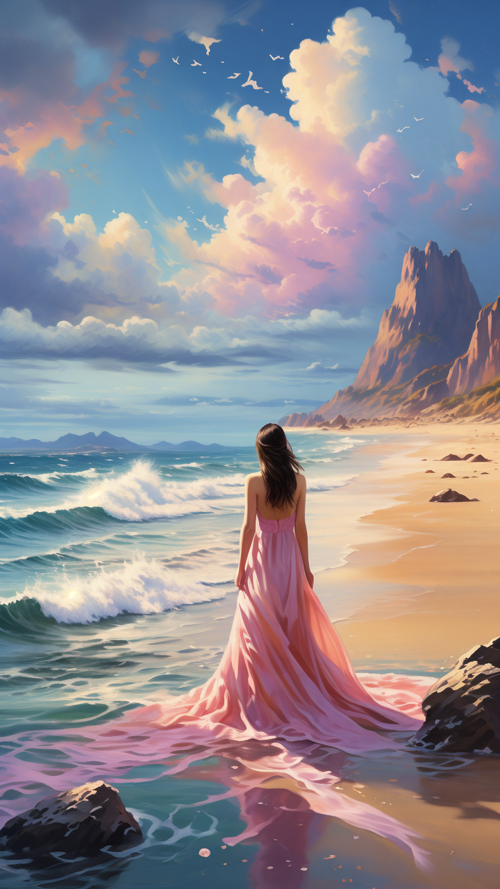 深粉到浅粉的渐变色彩,就像夕阳下的云彩,温柔又梦幻