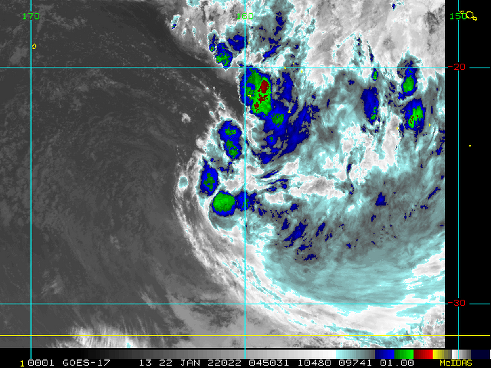 副热带低压95p(95p.invest). 当前风速:25kts. 中心气压:999mb.