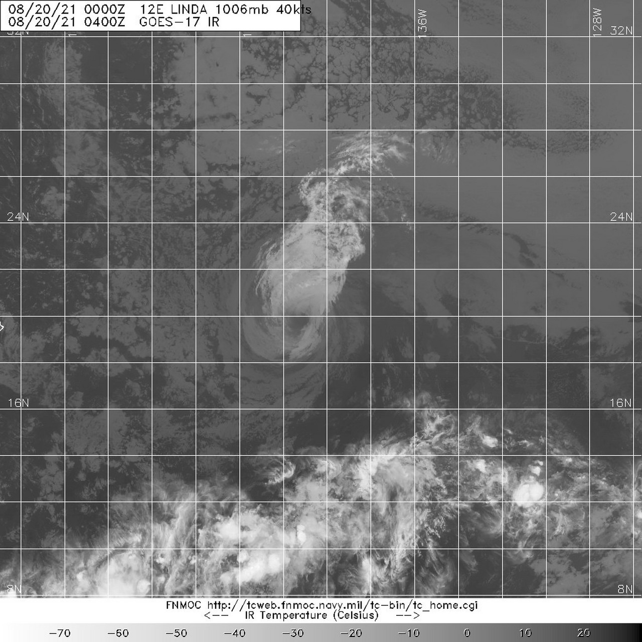 一级飓风"琳达"(12e.linda)于19日20时被降格为热带风暴.