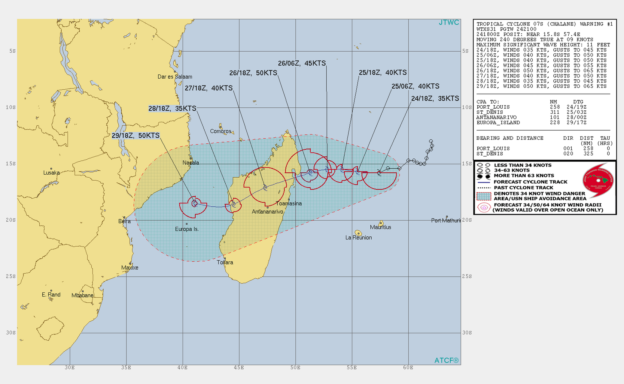 热带低压95s于25日02时升格为热带风暴"夏朗"(07s.chalane).