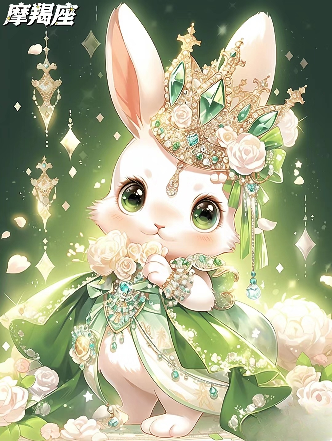 十二星座中的摩羯座,其专属形象化作一只仙女兔,她不仅身姿优雅,更在