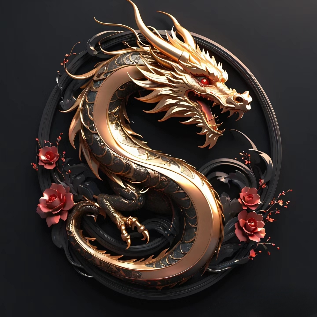 此金龙雕像,威严磅礴,气势凌云