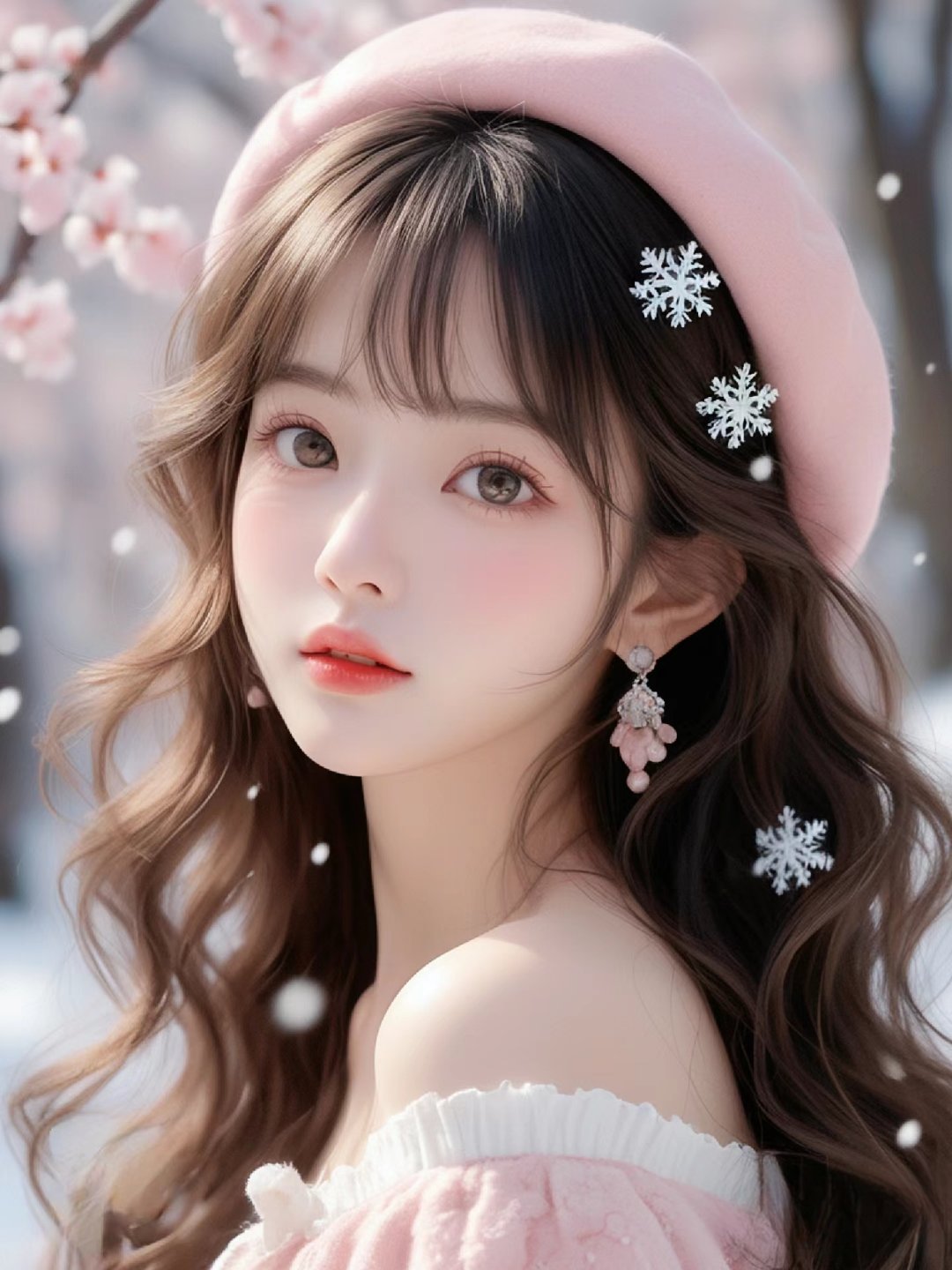 那雪地中的小仙女,宛如冬日里的一抹粉嫩云霞.