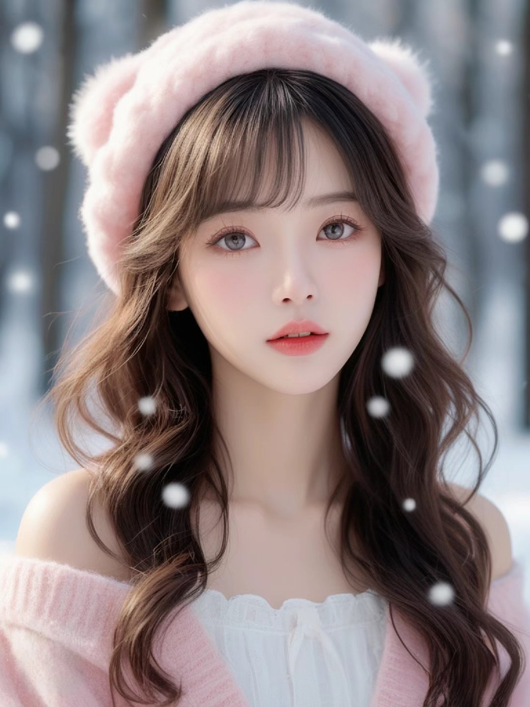 那雪地中的小仙女,宛如冬日里的一抹粉嫩云霞.