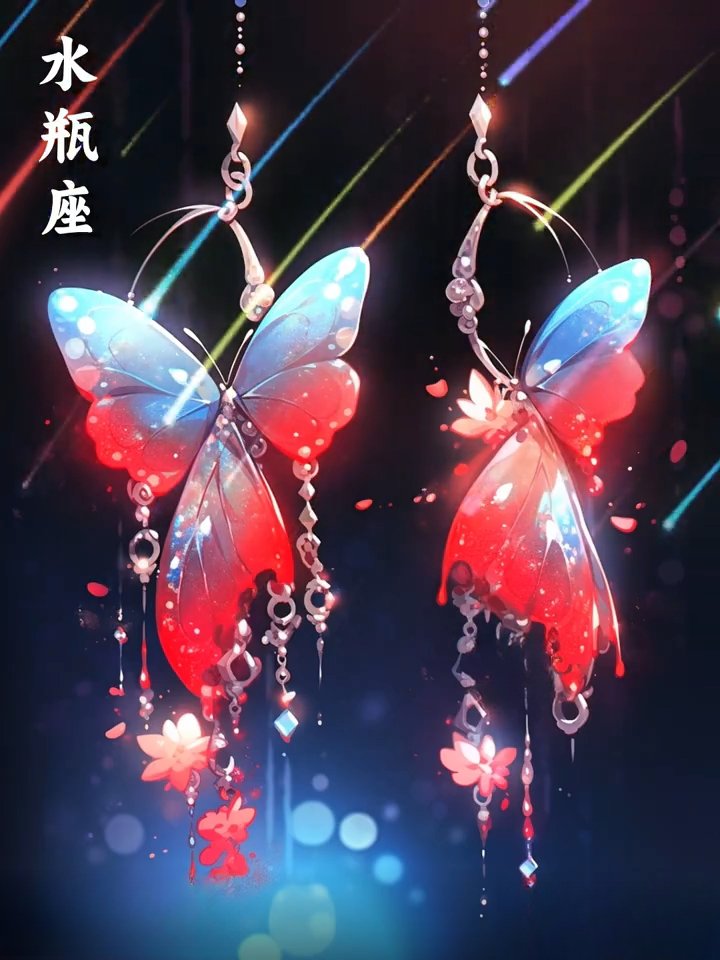 十二星座耳饰,宛如双蝶在耳畔轻盈舞动,它们交织成一片梦幻星河.