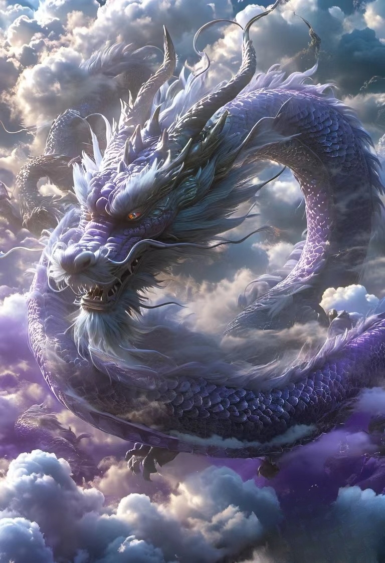 屹立于苍穹之巅,巨龙傲视群峰,于云海翻涌中勾勒出