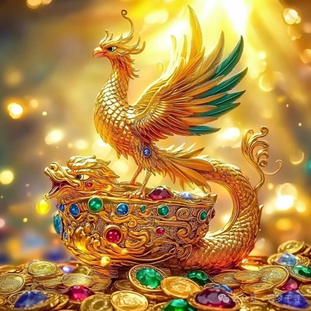 黄金凤凰,栖金如意,好运招财,财源广进