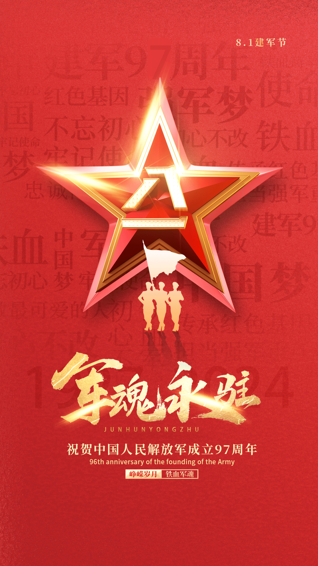 八一建军节文案～  1,军强则国强,国强则民安