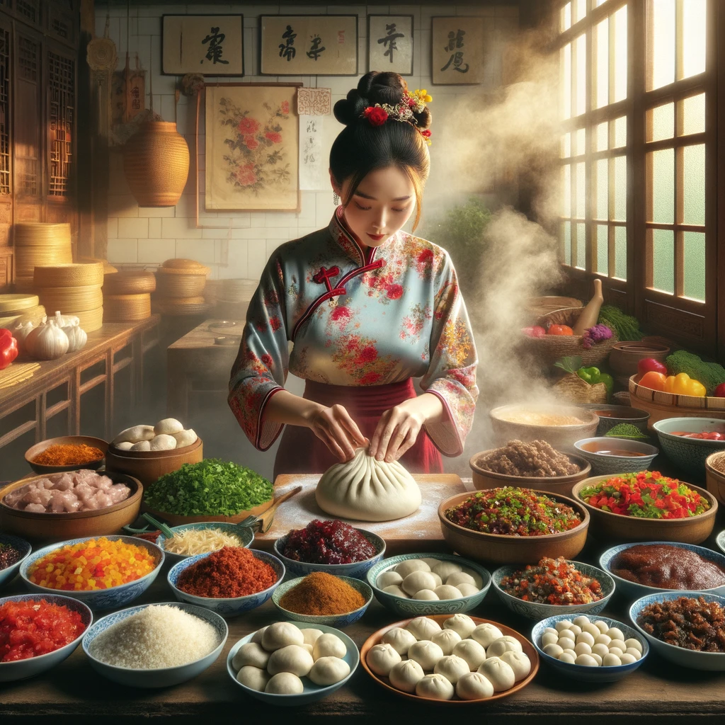 美女最后做了个牛肉馅包子,请全村人吃[salute]#ai共创计划# #ai绘画