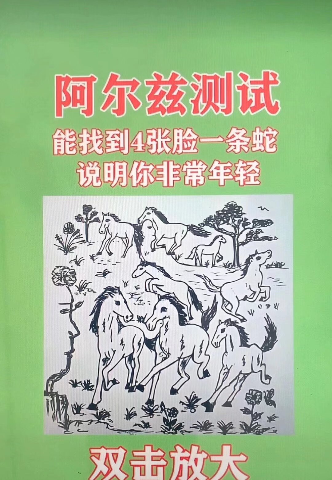 测试了一下,我找到了蛇和两张脸,看来真的是老了#阿尔兹海默症# #老了