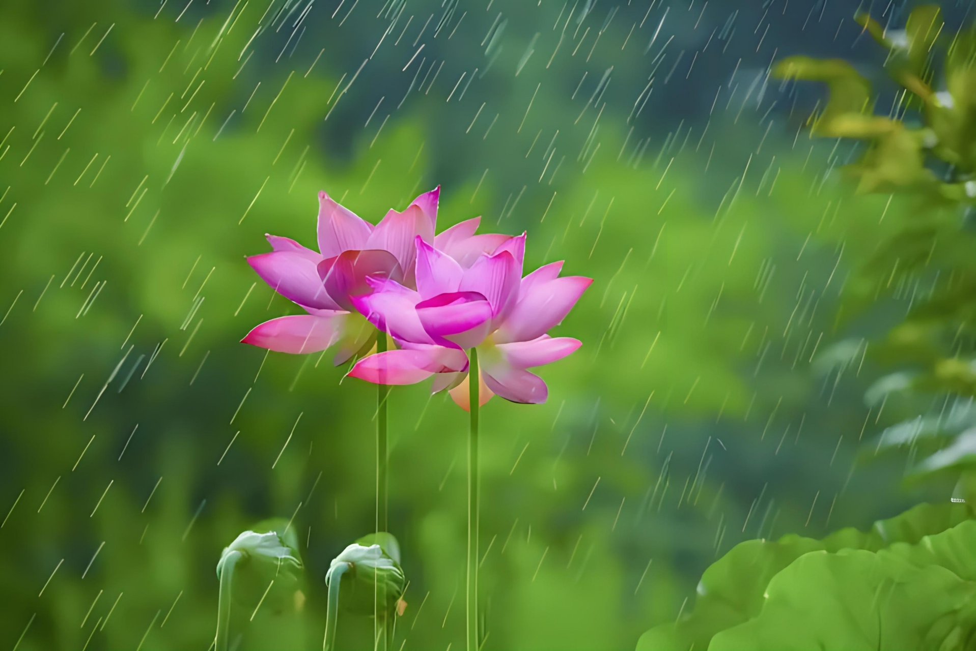 雨中莲舞 雨滴轻敲莲叶,唤醒沉睡的心灵.