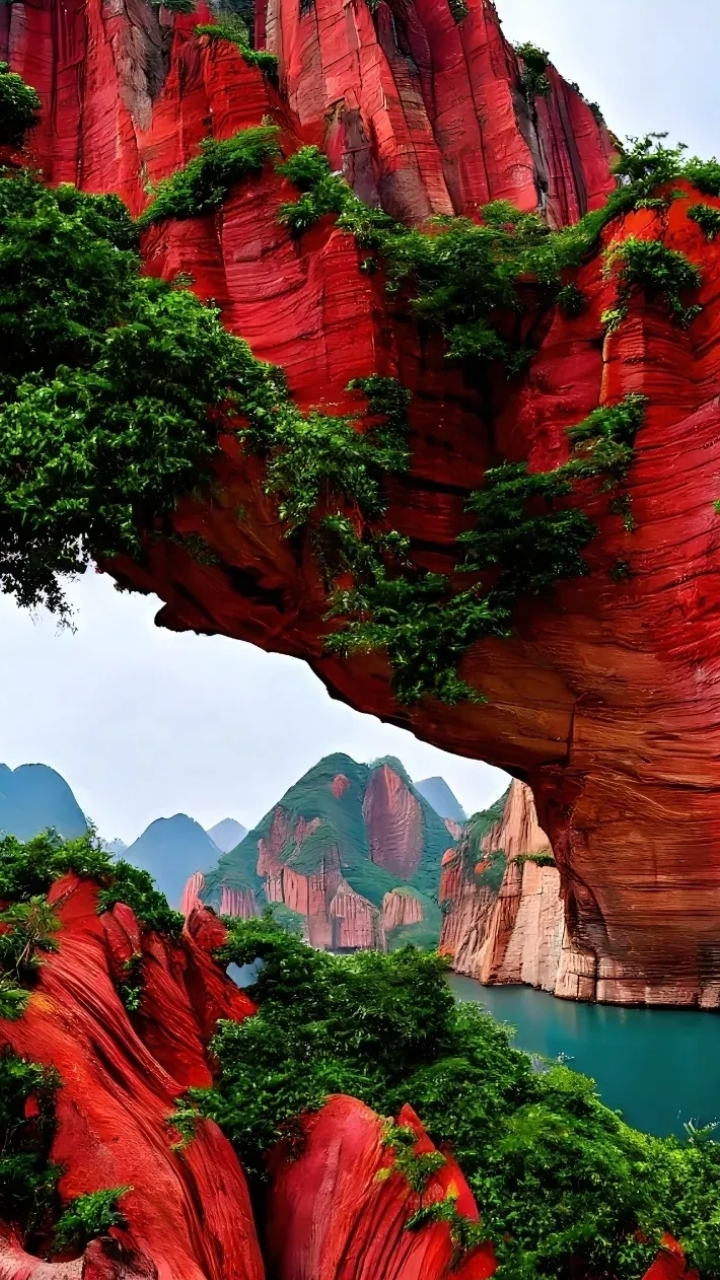 美图分享:壮丽峡谷,红岩奇峰,绿意盎然,自然奇观