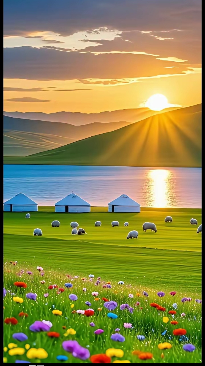 图片分享:美丽的草原日出,风景如画