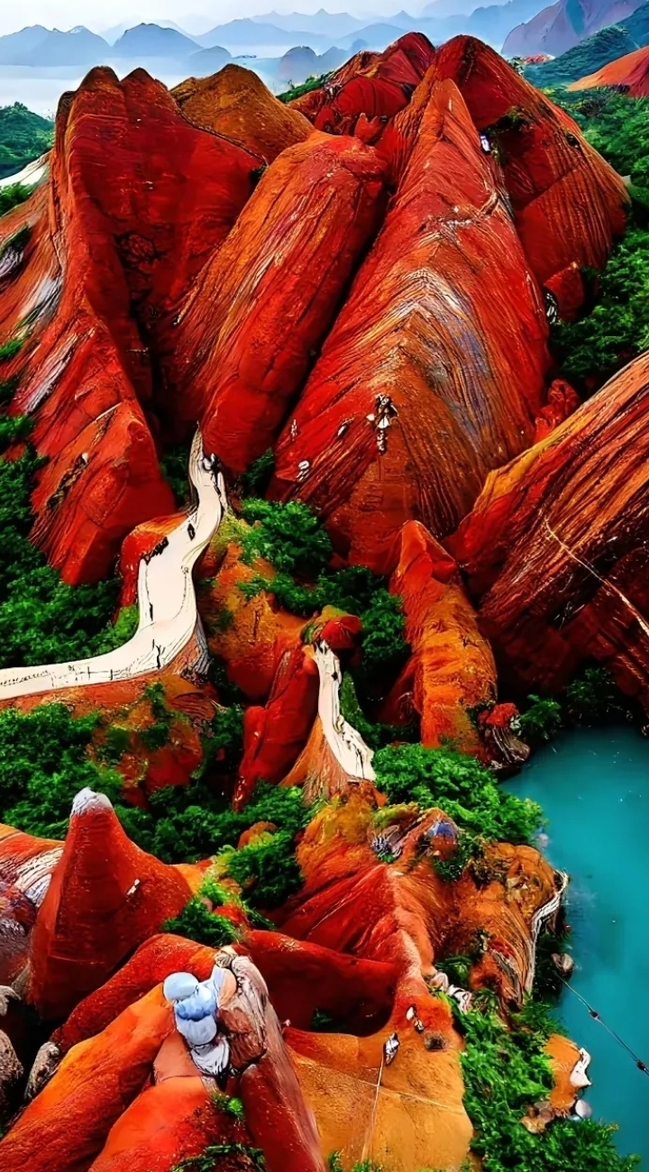 美图分享:壮丽峡谷,红岩奇峰,绿意盎然,自然奇观