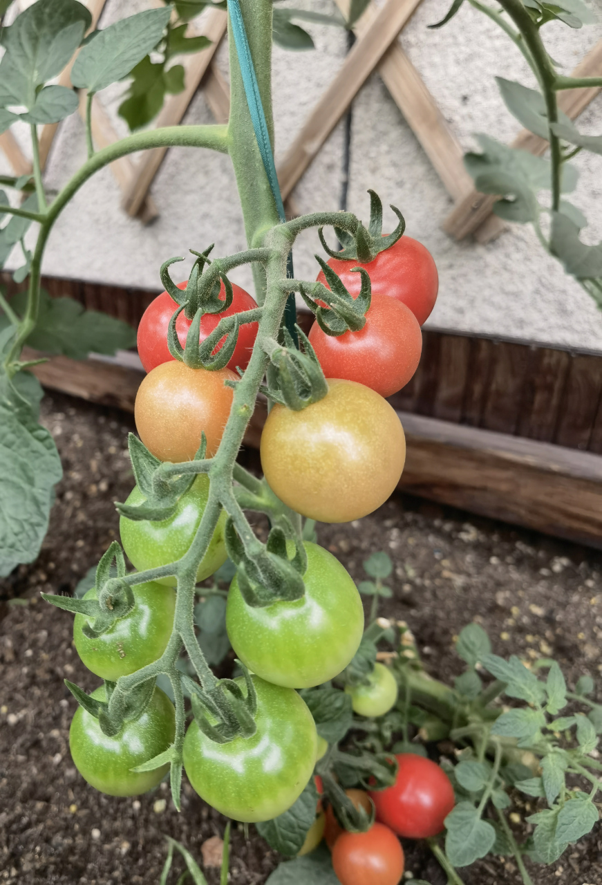 天一热,瀑布小番茄疯一样的长,已经长两米多高了,底部的小番茄有的