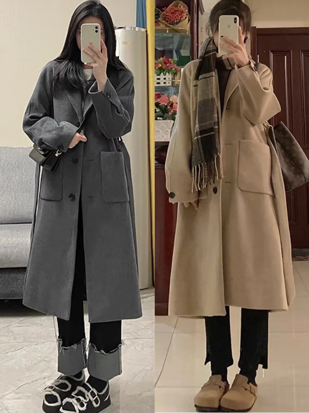 大气的女人女呢子大衣穿针织裙子羊绒大衣搭配长裙图片休闲呢大衣内搭