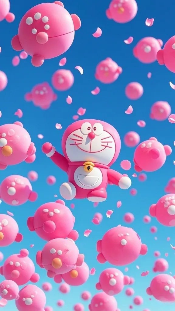 哆啦a梦,童年伙伴,穿越时空的粉蓝幻想,悠然浮现在心空之上.