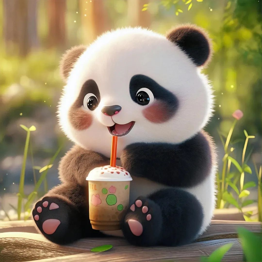 熊猫憨态卧竹间,黑白分明映日边. 国宝珍稀人共爱,悠然自得乐悠然.