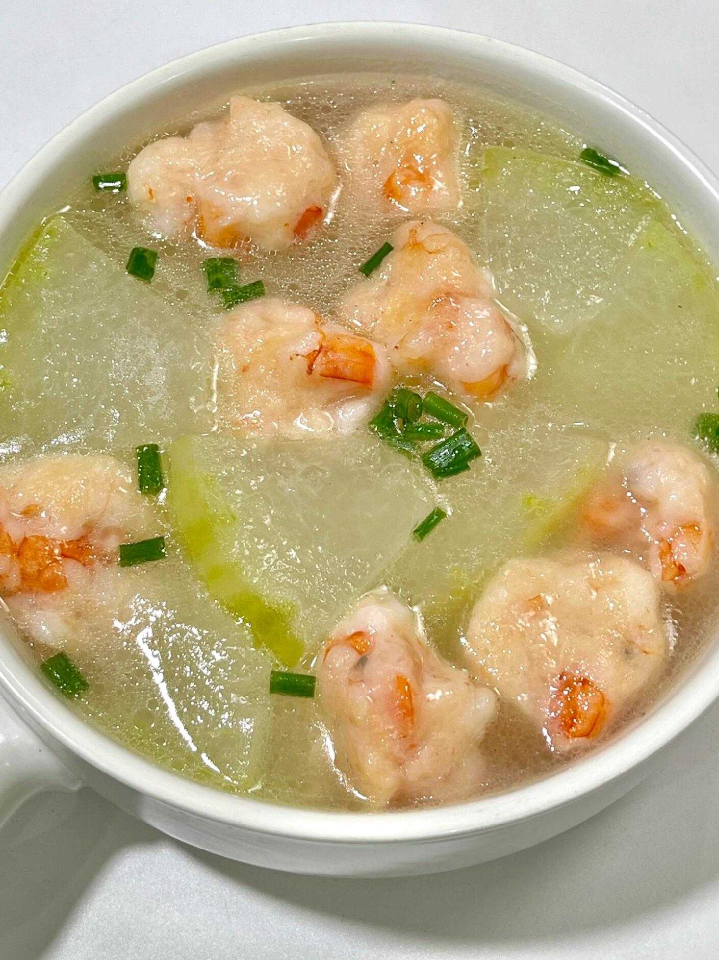 吃得干净真的会瘦!分享巨好吃的冬瓜虾滑汤!巨好吃!汤汁巨鲜美爽口!