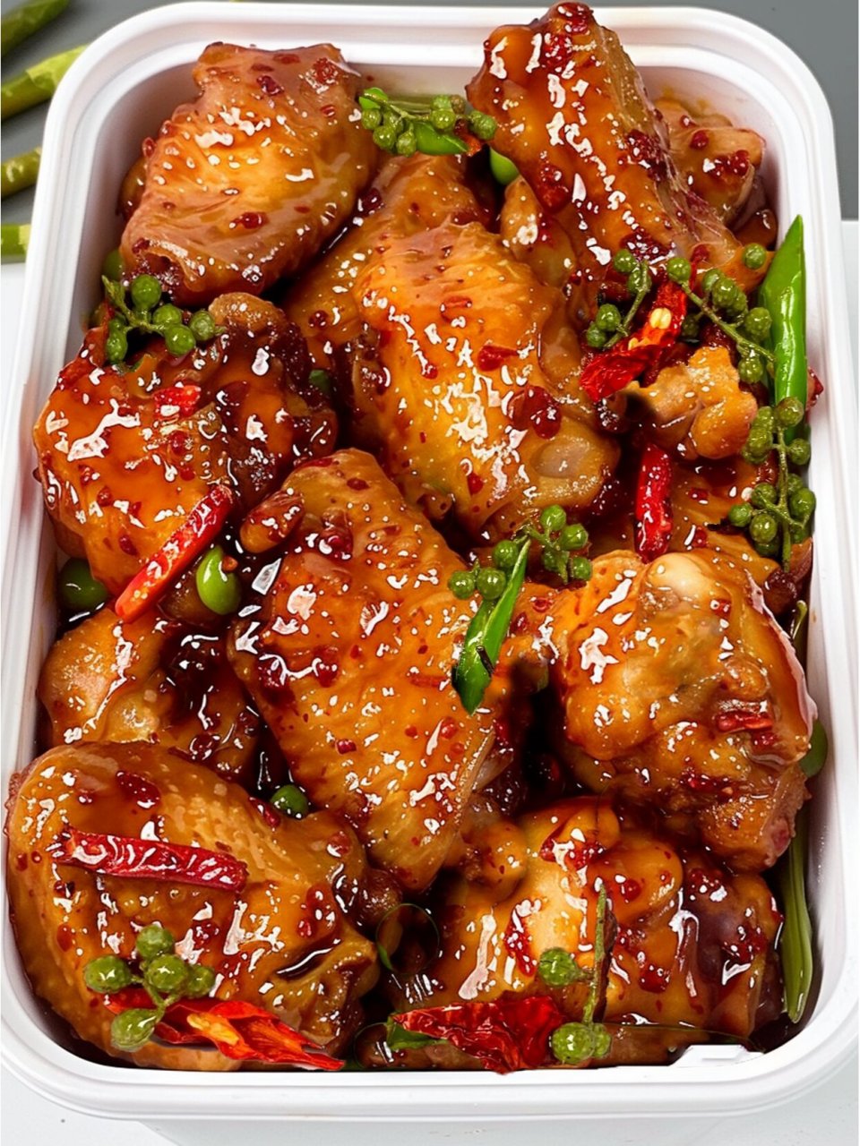 空气炸锅版藤椒鸡翅,结合了麻辣和香酥风味美食.