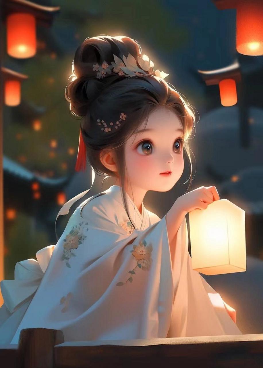 可爱古风提灯小美女头像