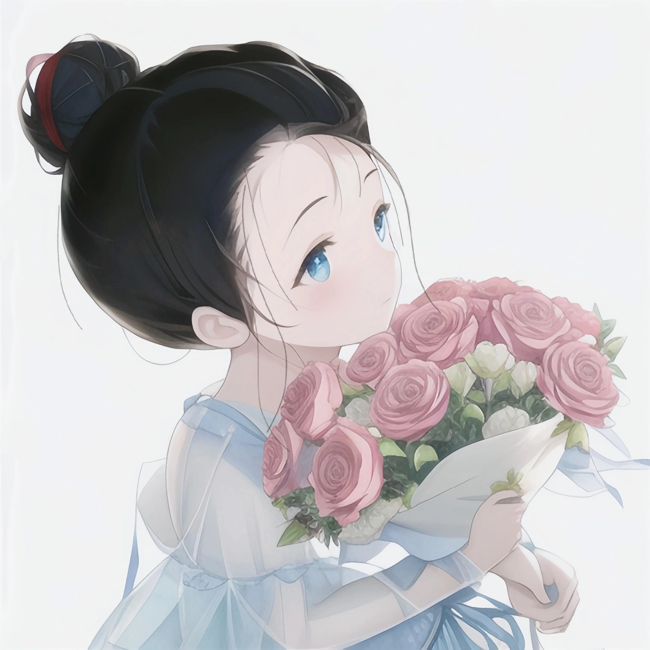 手捧鲜花女生头像 676767