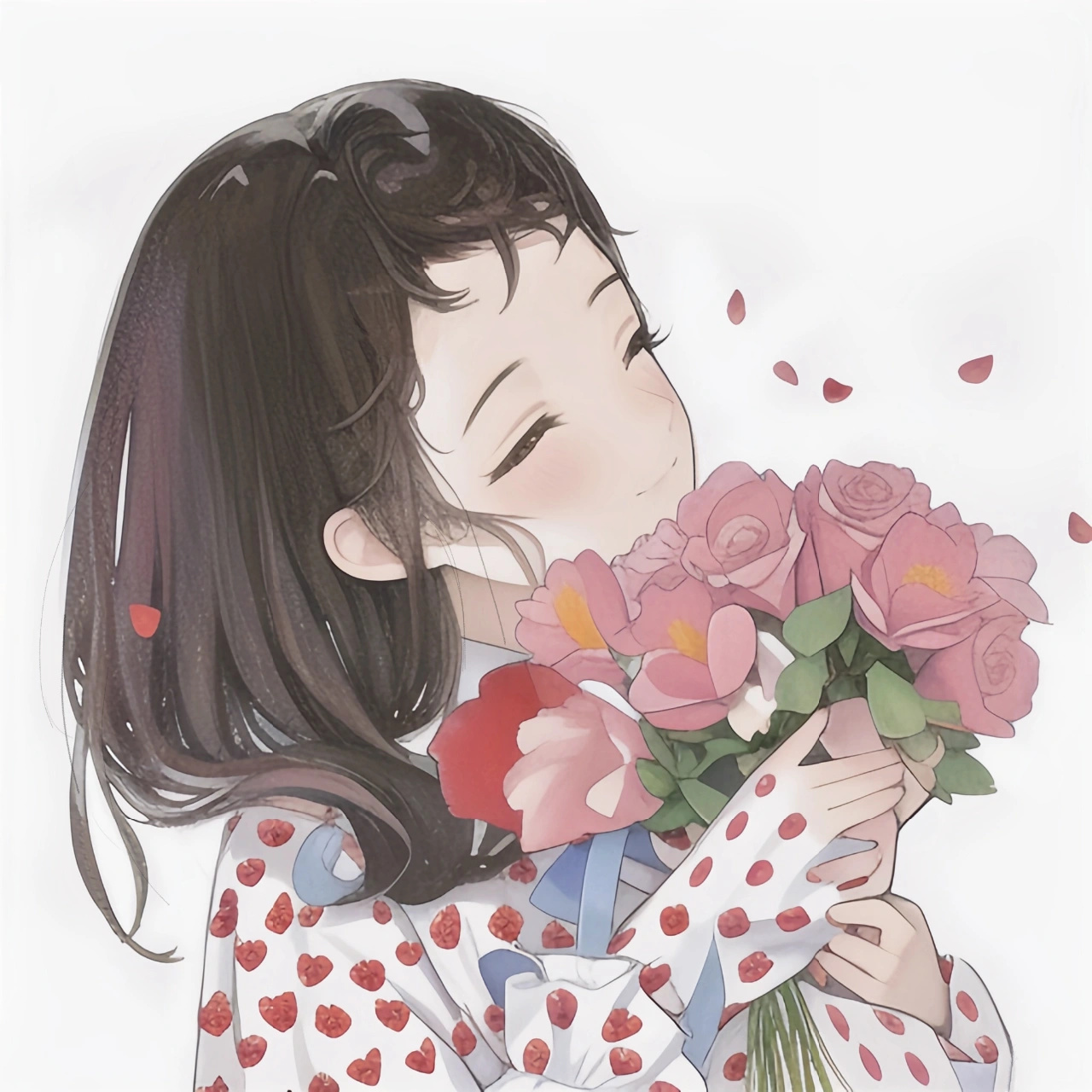 手捧鲜花女生头像 676767