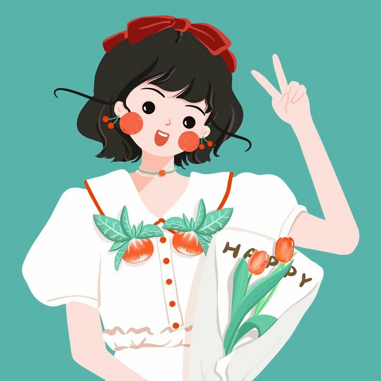 樱桃90笑脸女生头像 676767