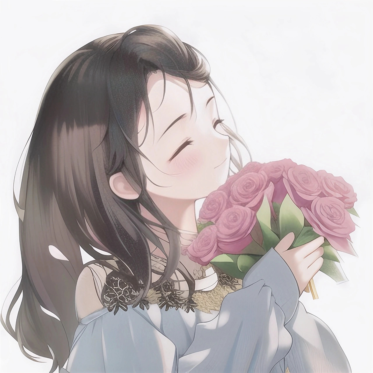 手捧鲜花女生头像 676767