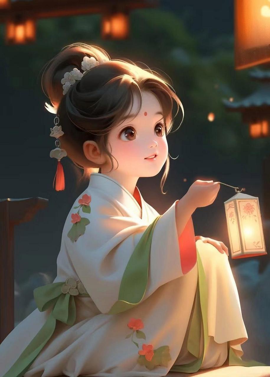 可爱古风提灯小美女头像