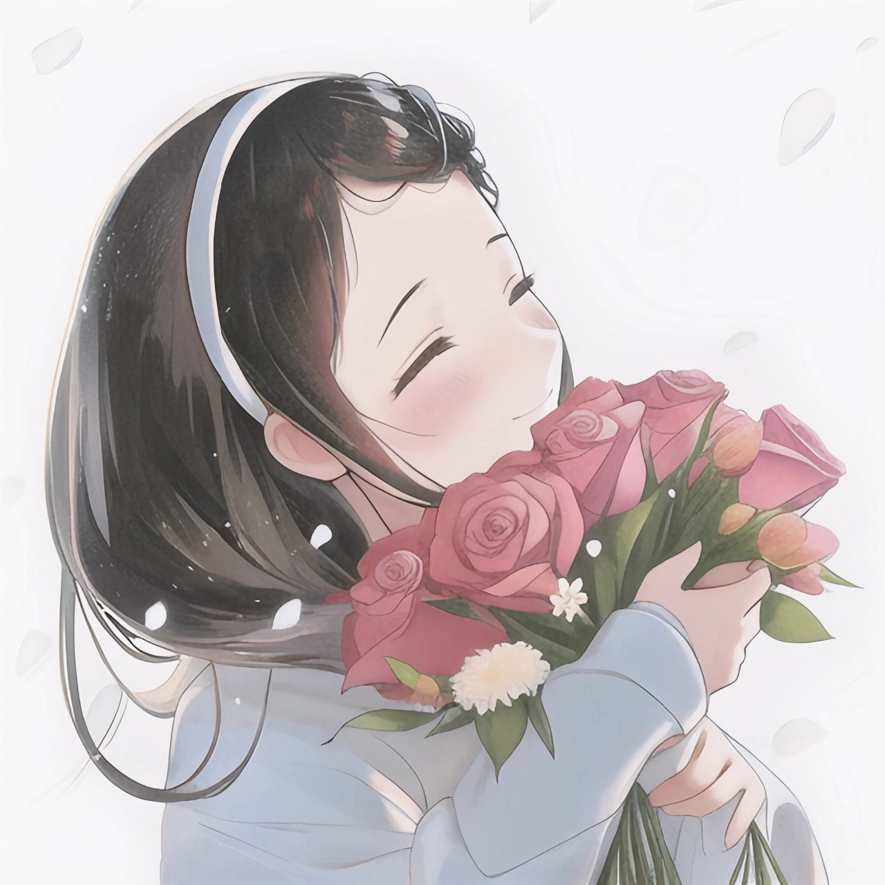手捧鲜花女生头像 ​​​
