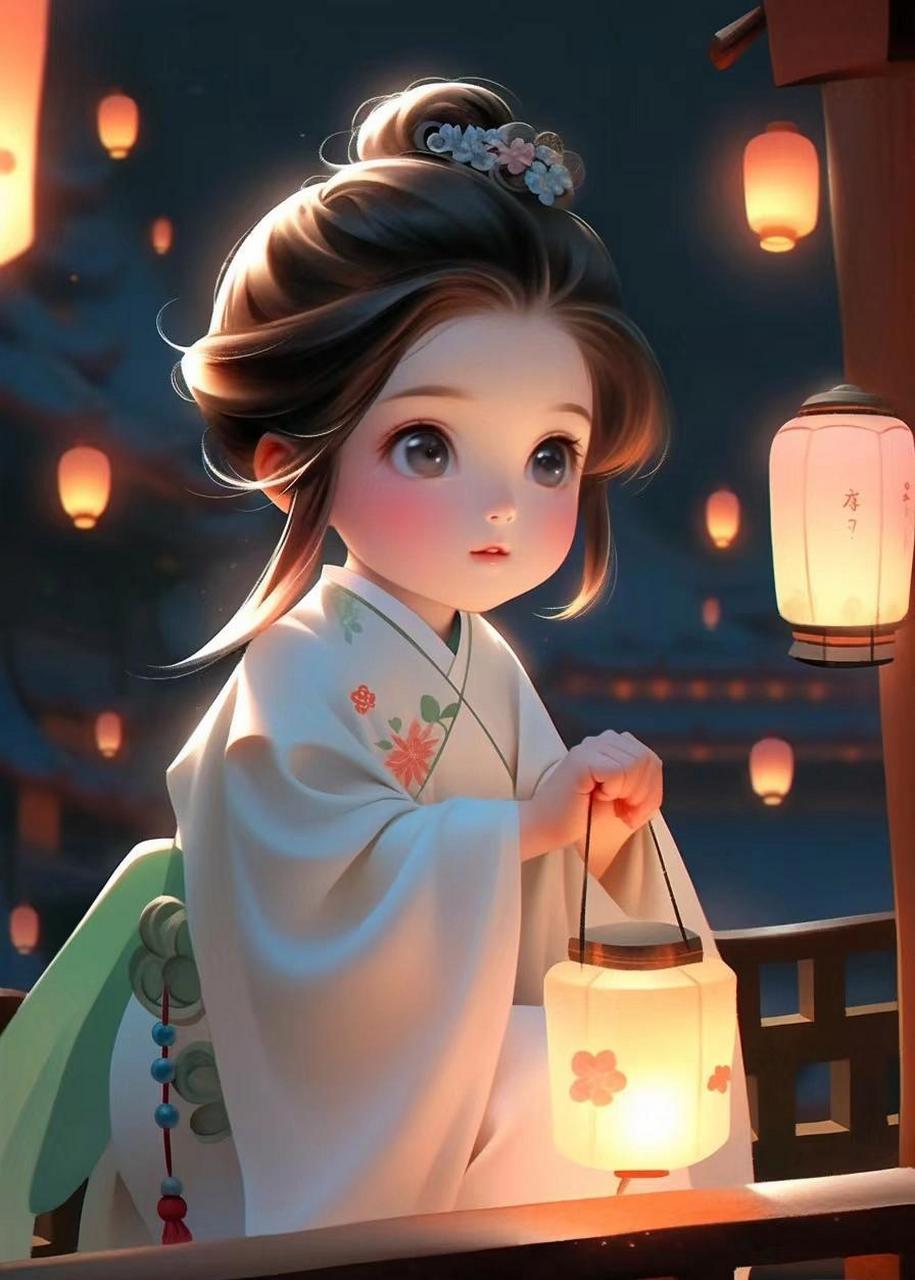 可爱古风提灯小美女头像