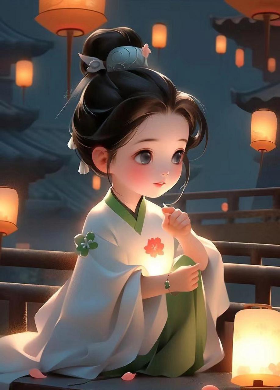 可爱古风提灯小美女头像