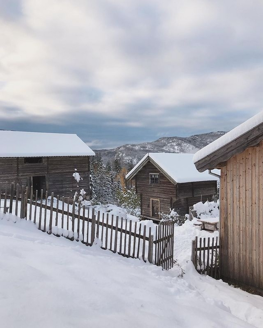雪后的挪威农场 银装素裹 美好如画~ 7615 .
