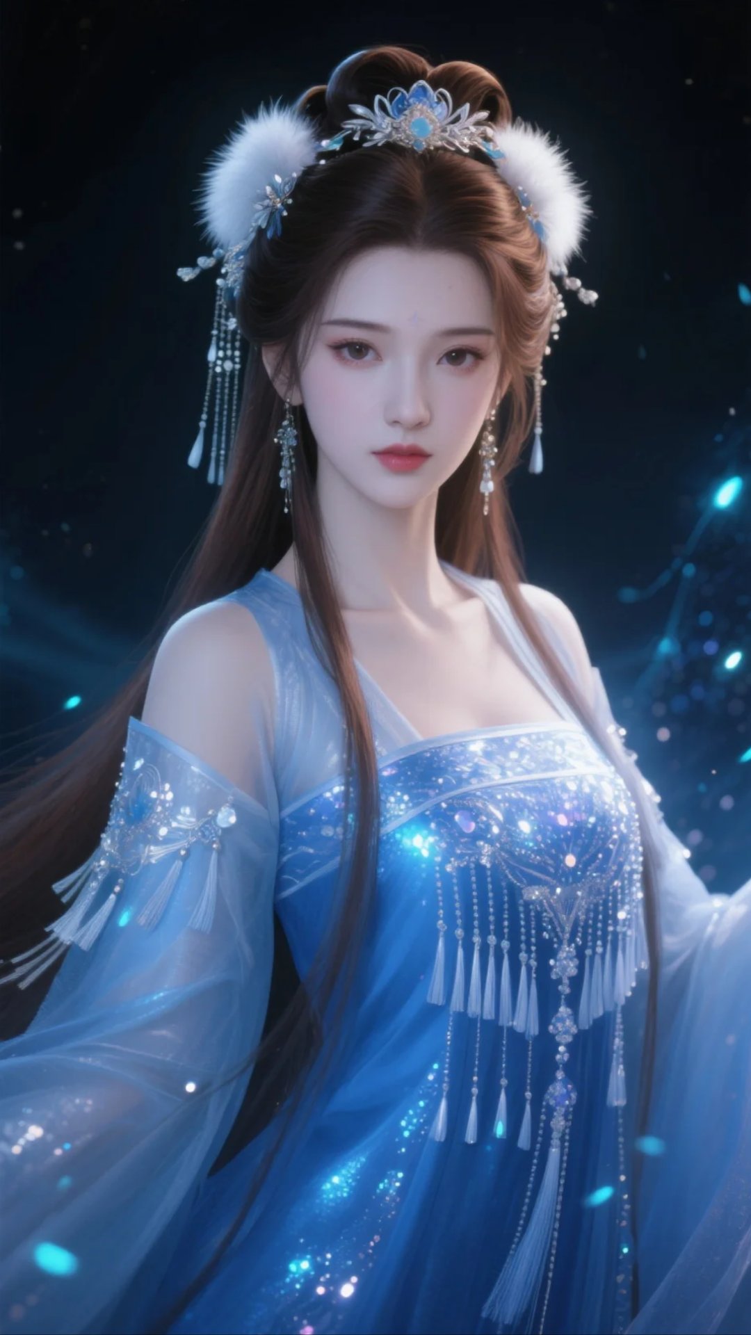 我今天穿了件超美的蓝色仙女裙,拍了好多好看的照片!