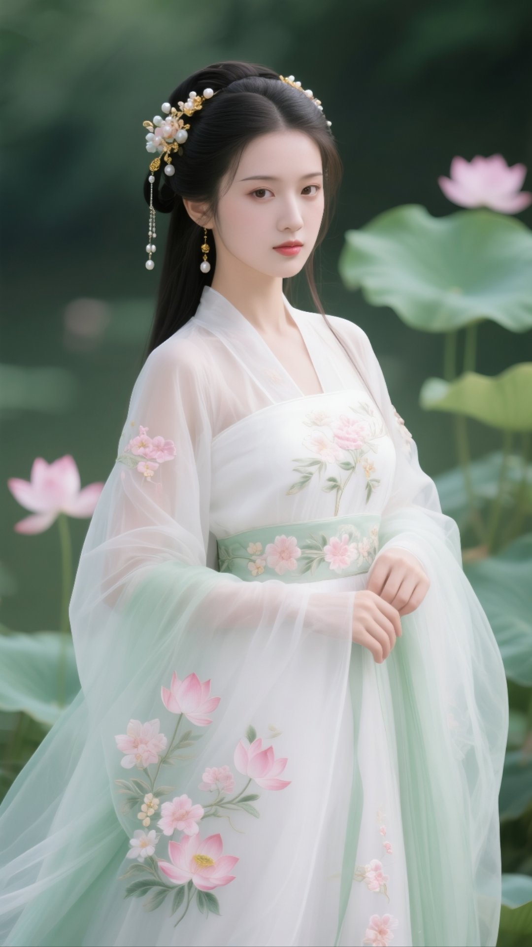 白色齐胸襦裙夏日青纱古装美女图古装裙子的款式汉服抹胸纱裙剧照图片
