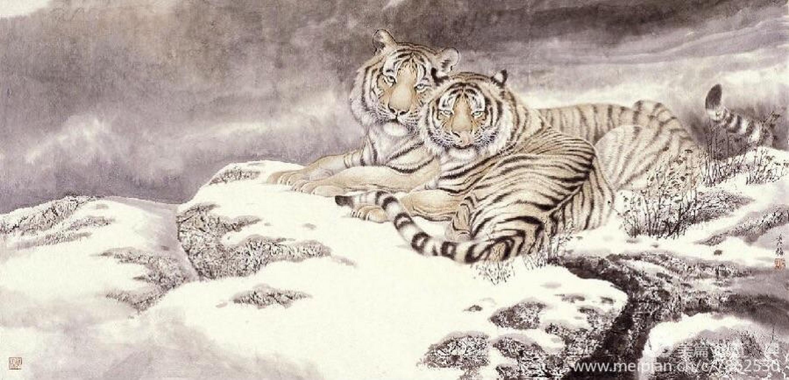 画虎名家冯大中学生邹秀梅的工笔虎