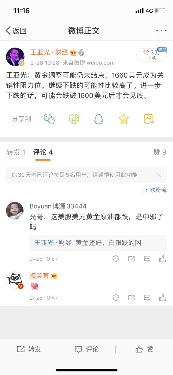 黄金# #美股#  王亚光:下周一国际黄金的最低点价格是一个关键点