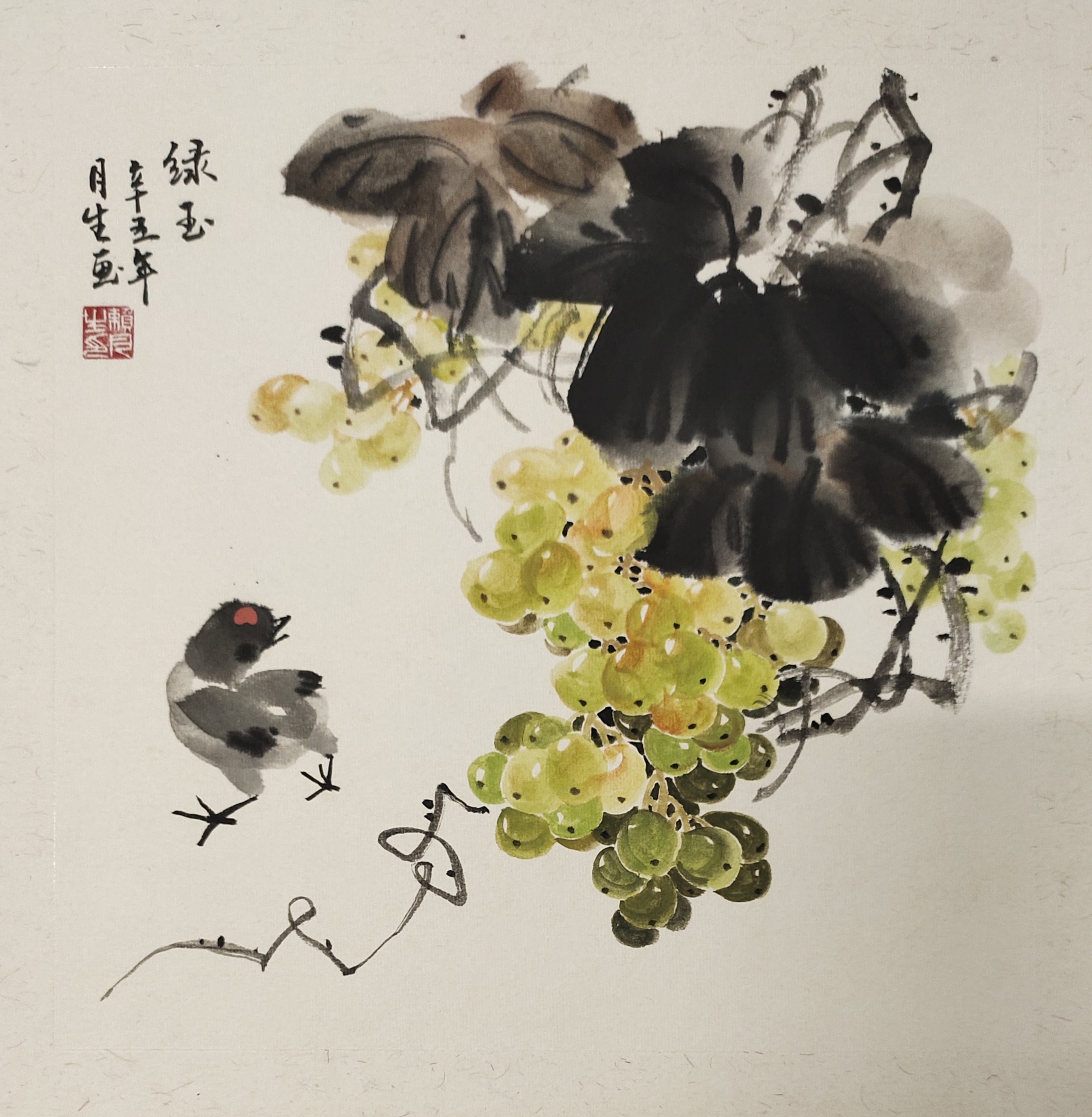 【墨迹】  写意葡萄小品画         葡萄历来被视为一种吉祥果,累累的