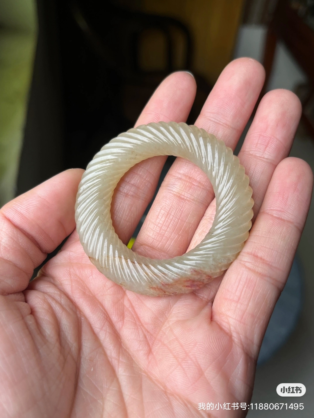 汉 和田玉籽料绞丝环 尺寸直径5.8厘米,内径3.5厘米厚0.83厘米