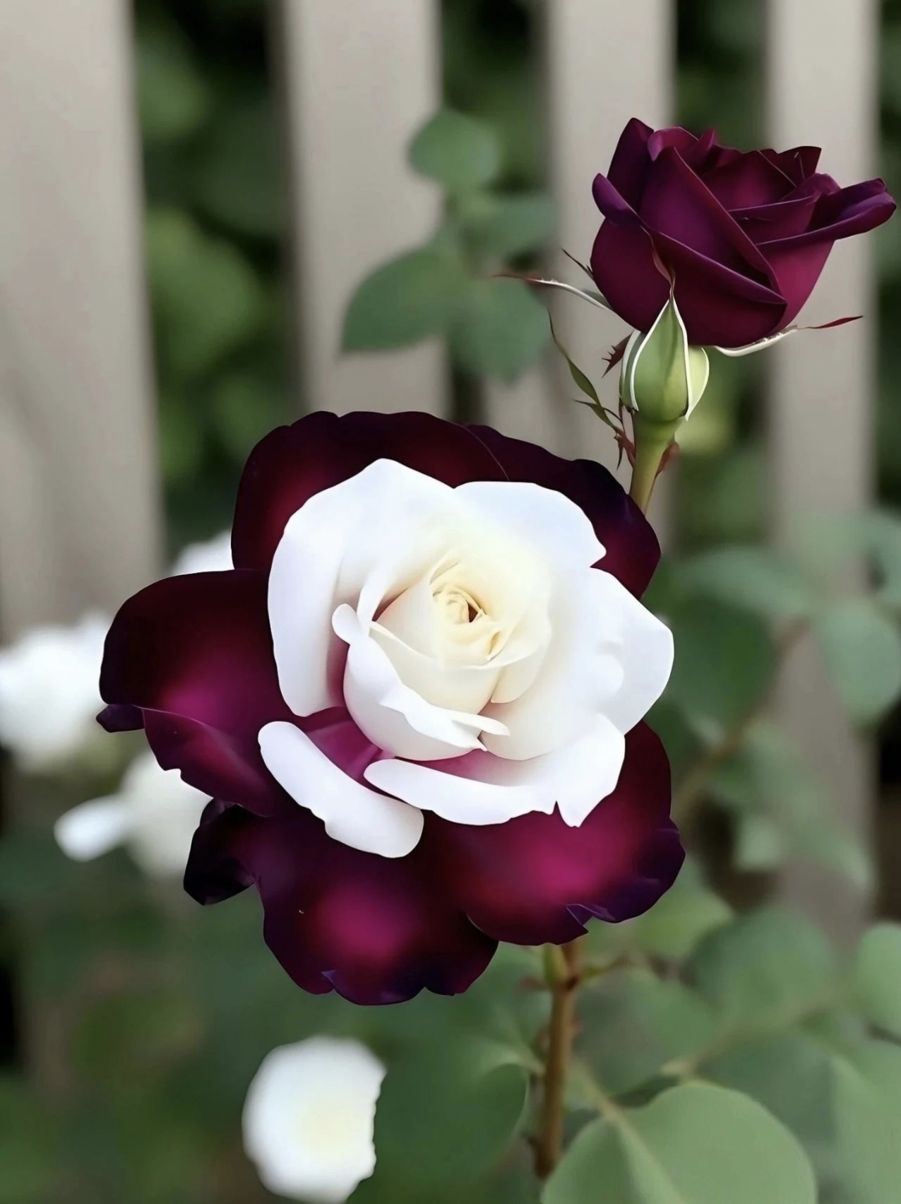 这两张月季花图片宛如两幅细腻的工笔画,满是婉约与优雅