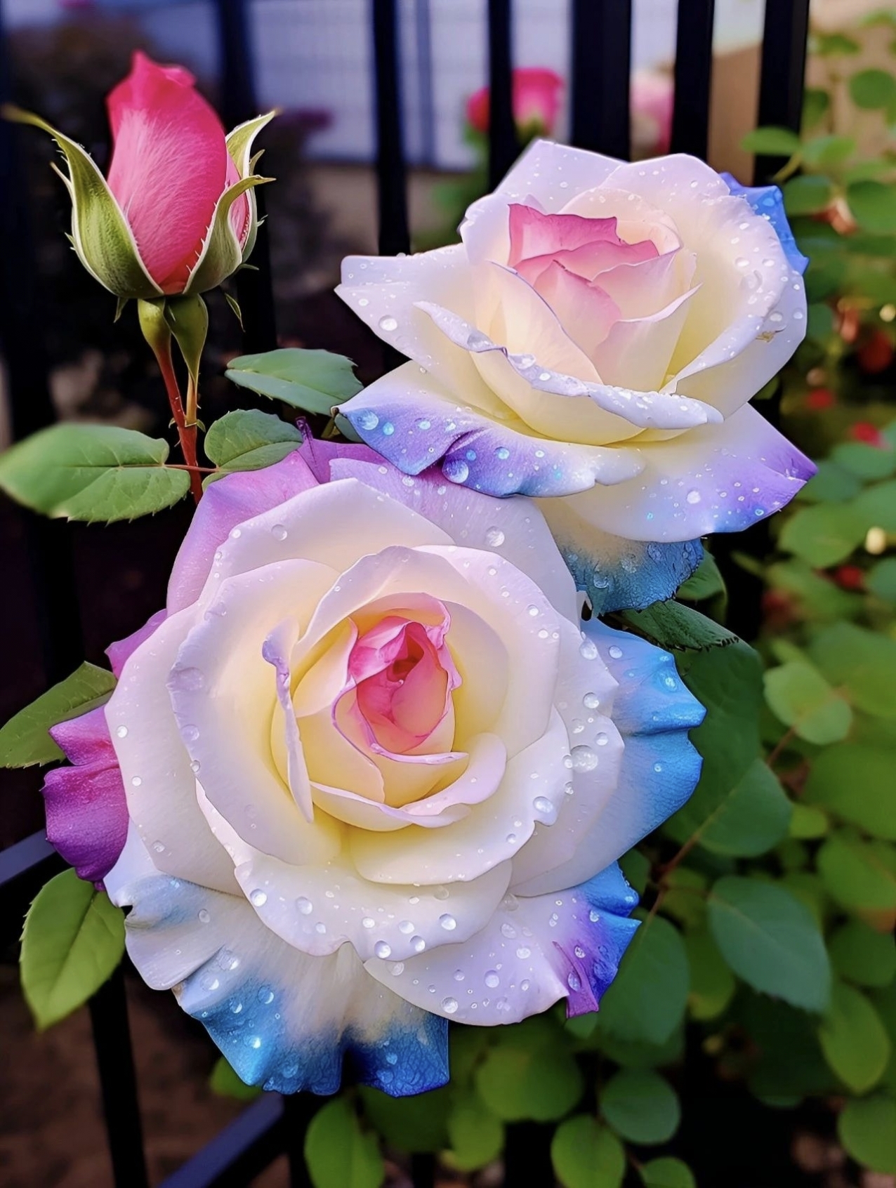 这两张月季花图片宛如两幅细腻的工笔画,满是婉约与优雅