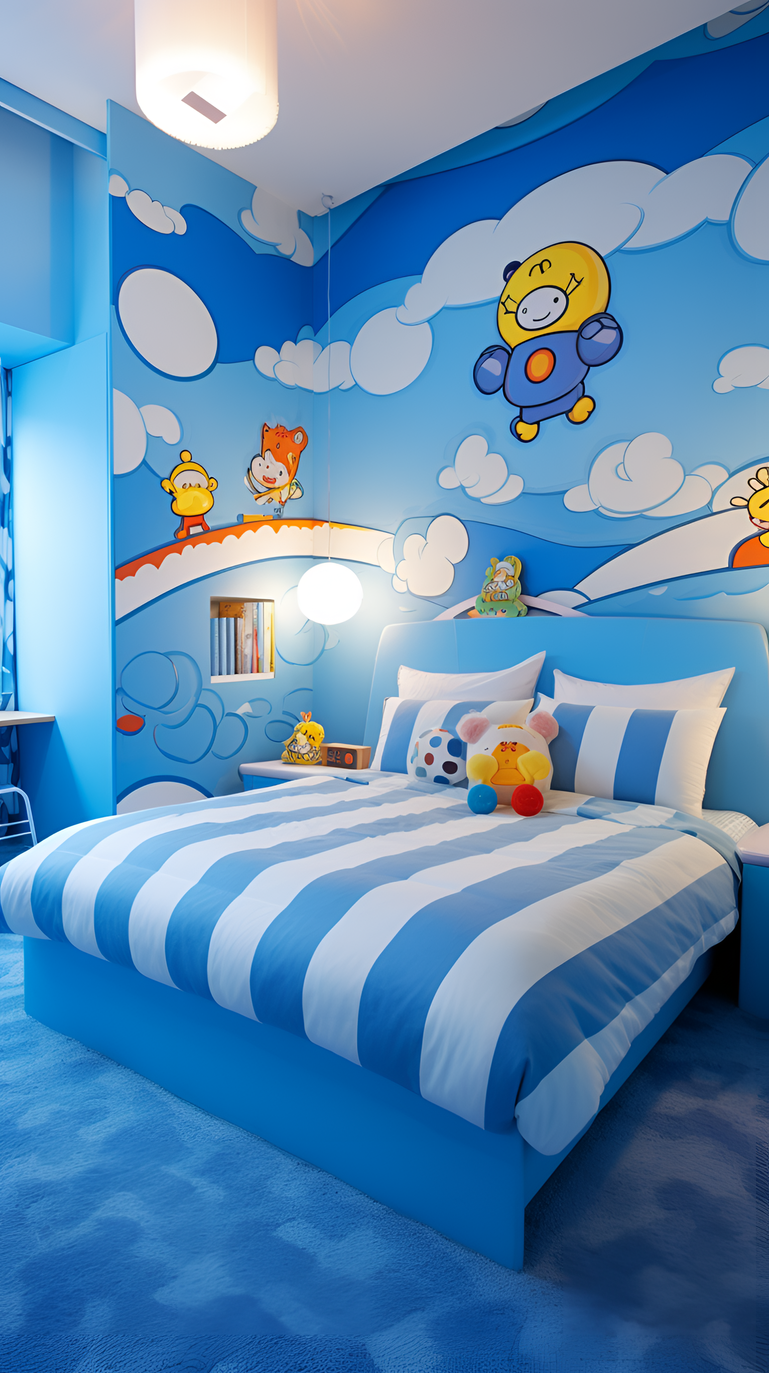 床单上的蓝白相间,犹如天空中的朵朵云彩,柔软而宁静.