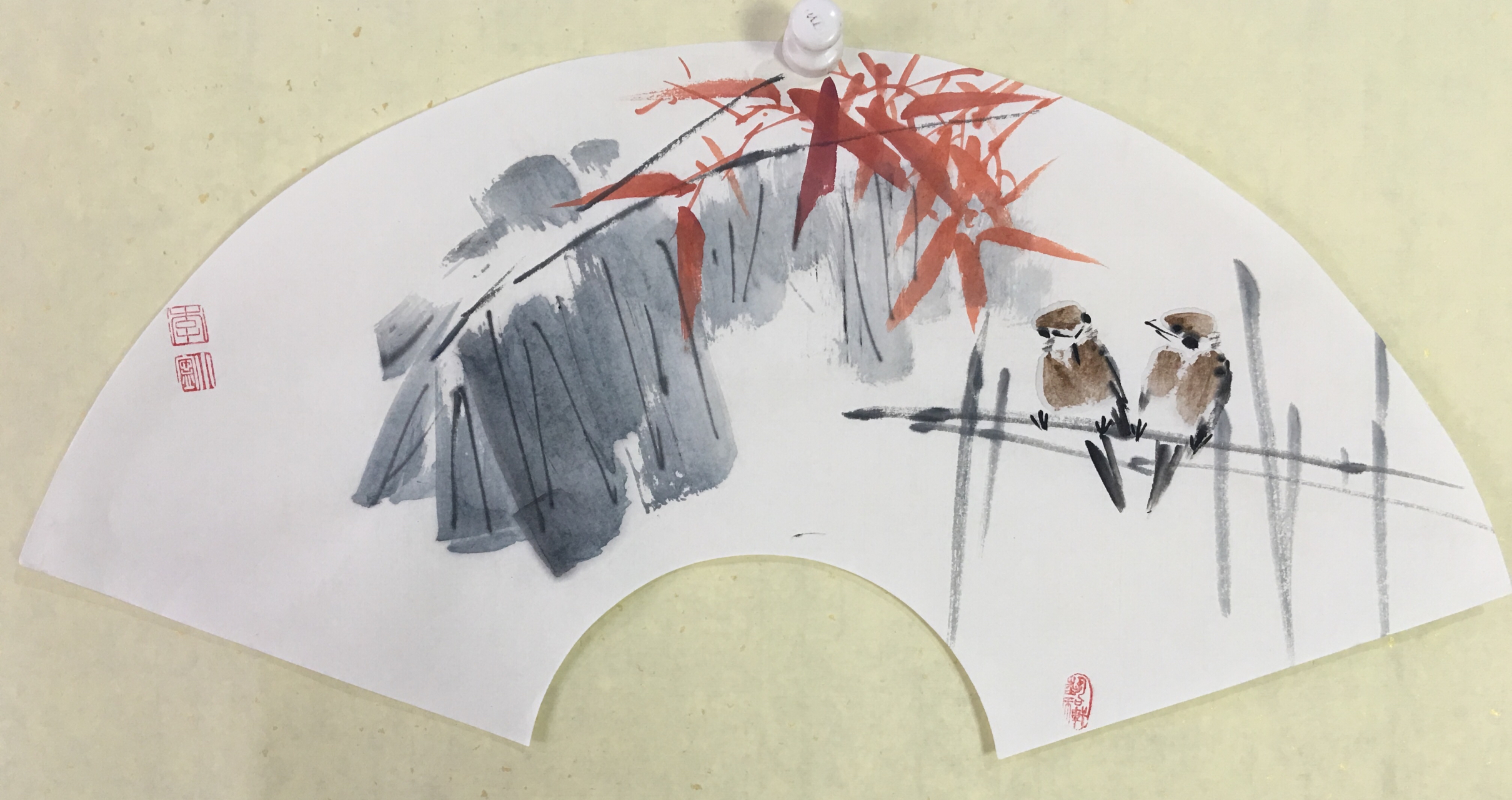 传统文化 李小宁手绘国画扇面系列.