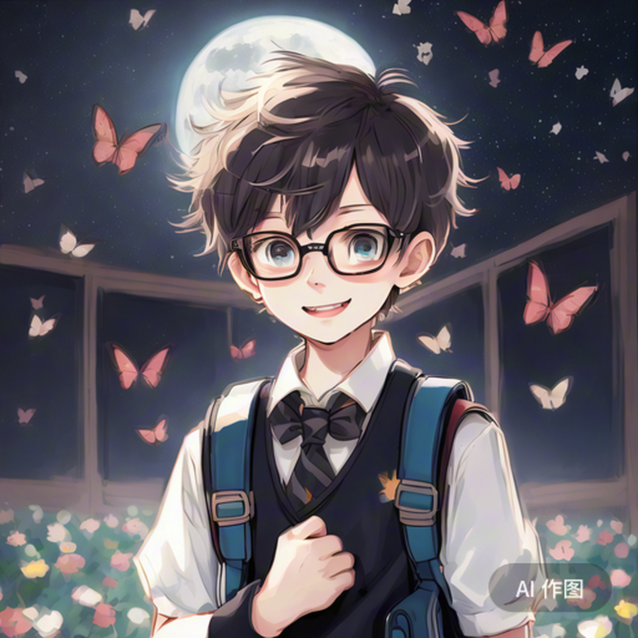 变身动漫角色#   " 一年级小学生 男生 米小圈 超级短发 不戴眼镜斜 